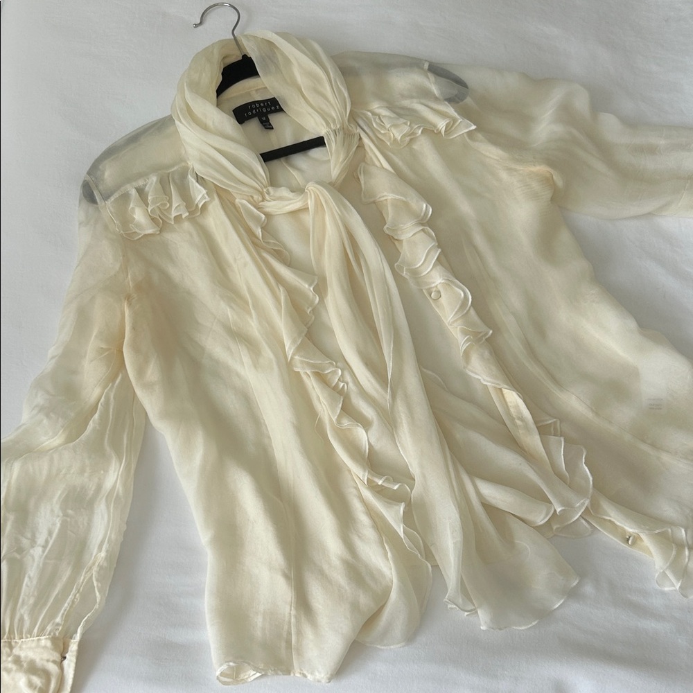 Robert Rodriguez Elegant Ivory Blouse Silk 12